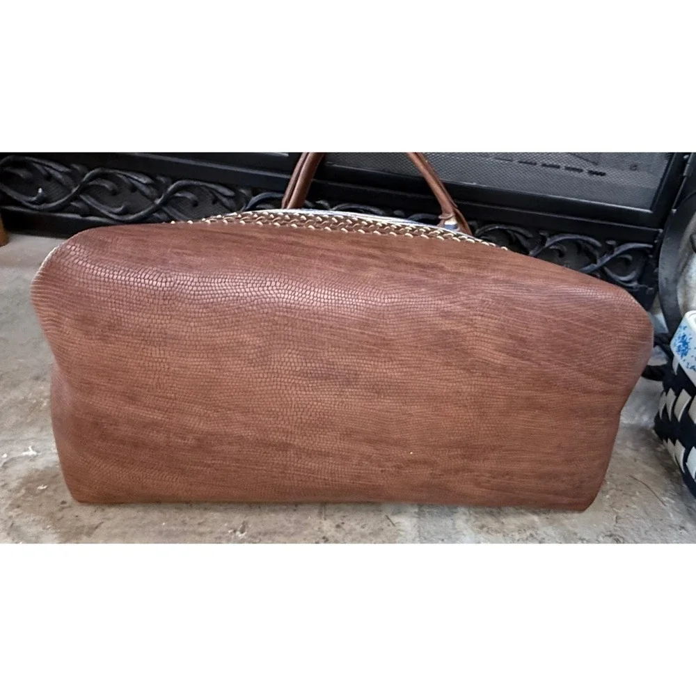 Steven by Steve Madden Striped Woven Large Hobo Tote Brown NWOT